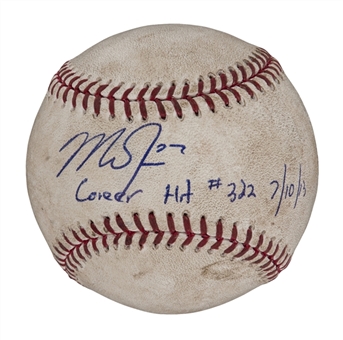 2013 Mike Trout Game Used and Signed Baseball For Double Off Jeff Samardzija on 7/10/2013 (MLB Authenticated)